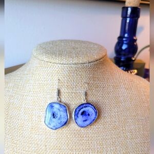 Blue Solar Quartz Natural Stone Earrings